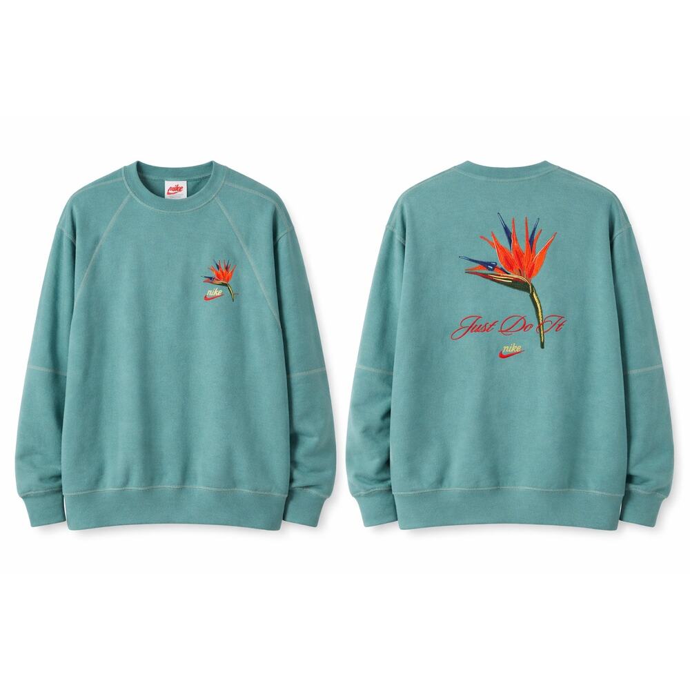 Nike Crewneck Sweatshirt XL French Terry Teal Bird of Paradise Pullover
